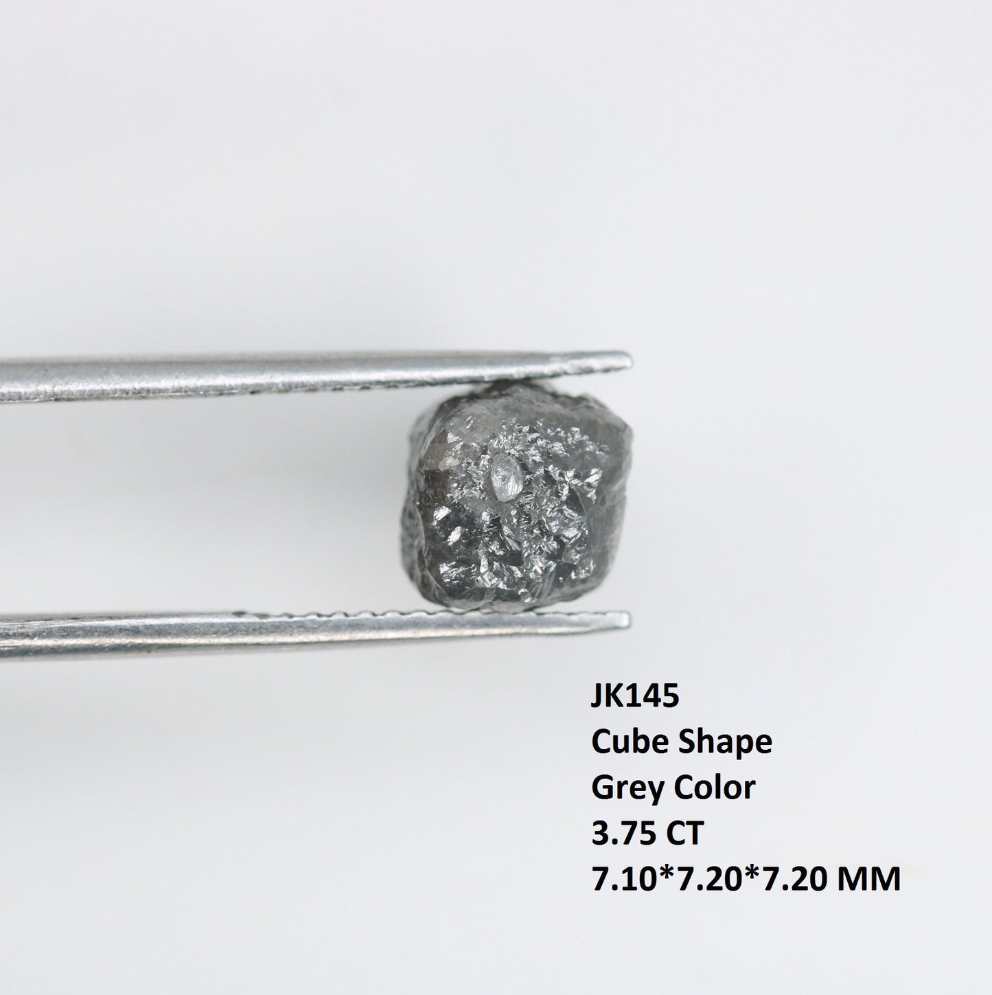 3.75 CT Loose Cube Grey Diamond - Raw 7MM Fancy Gemstone for Unique Rings - Ideal for Custom Gold Jewelry
