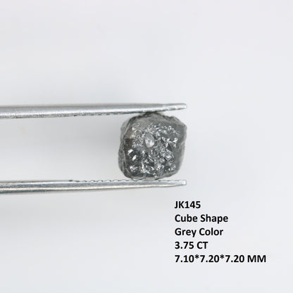 3.75 CT Loose Cube Grey Diamond - Raw 7MM Fancy Gemstone for Unique Rings - Ideal for Custom Gold Jewelry