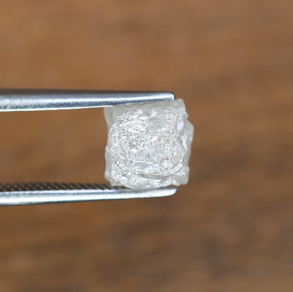 2.63 CT Natural White Rough Diamond Cube - Uncut Opaque Loose Gemstone - Raw Untreated Genuine Diamond