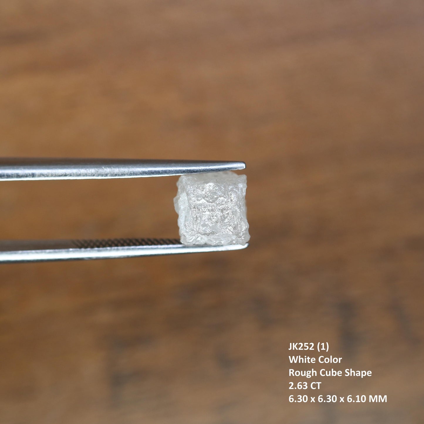 2.63 CT Natural White Rough Diamond Cube - Uncut Opaque Loose Gemstone - Raw Untreated Genuine Diamond