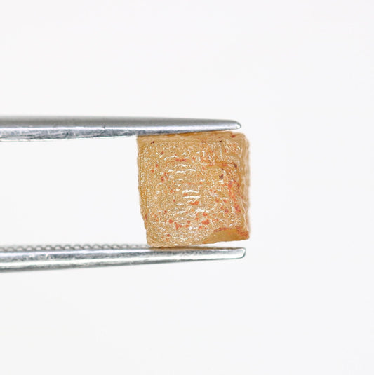 2.84 CT Natural Orange Rough Diamond Cube - Uncut Opaque Loose Gemstone - Raw Diamond for Artisan Jewelry - Untreated Genuine Gemstone