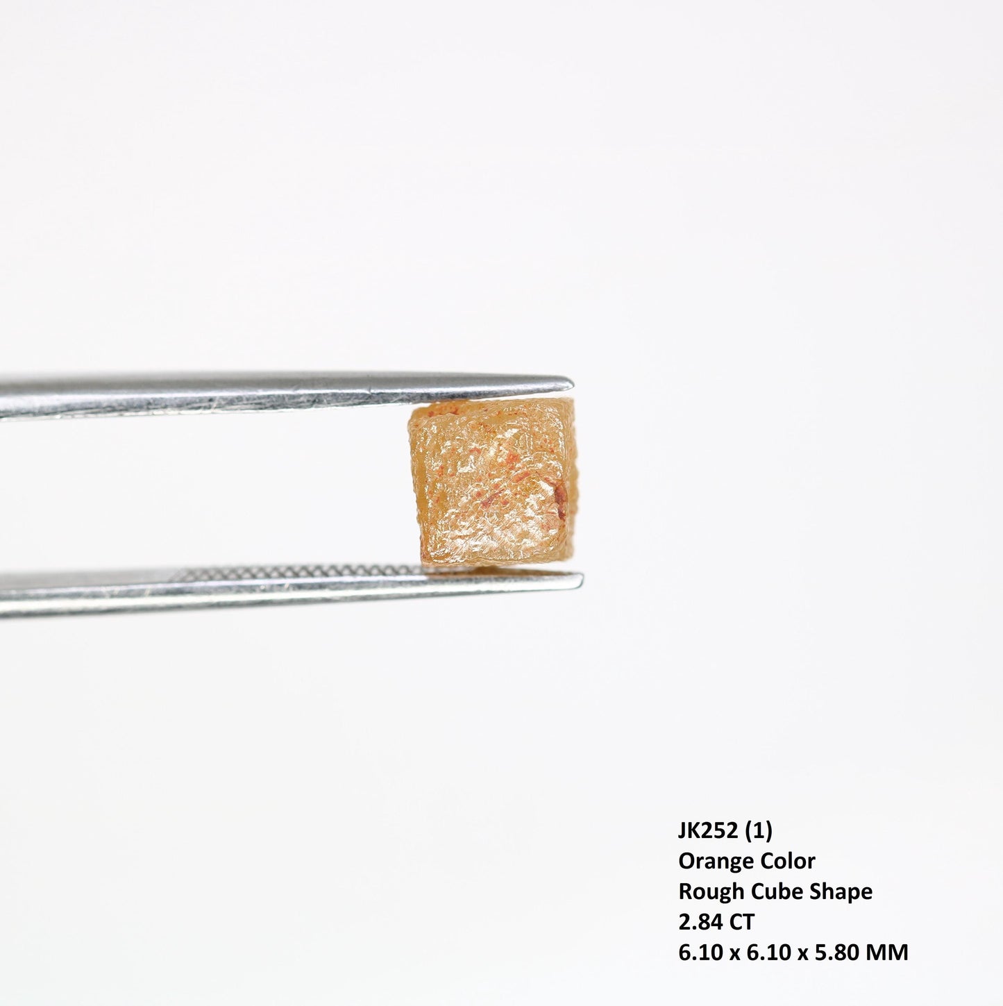 2.84 CT Natural Orange Rough Diamond Cube - Uncut Opaque Loose Gemstone - Raw Diamond for Artisan Jewelry - Untreated Genuine Gemstone