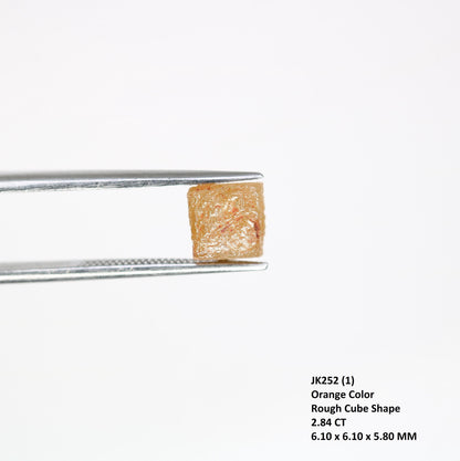 2.84 CT Natural Orange Rough Diamond Cube - Uncut Opaque Loose Gemstone - Raw Diamond for Artisan Jewelry - Untreated Genuine Gemstone