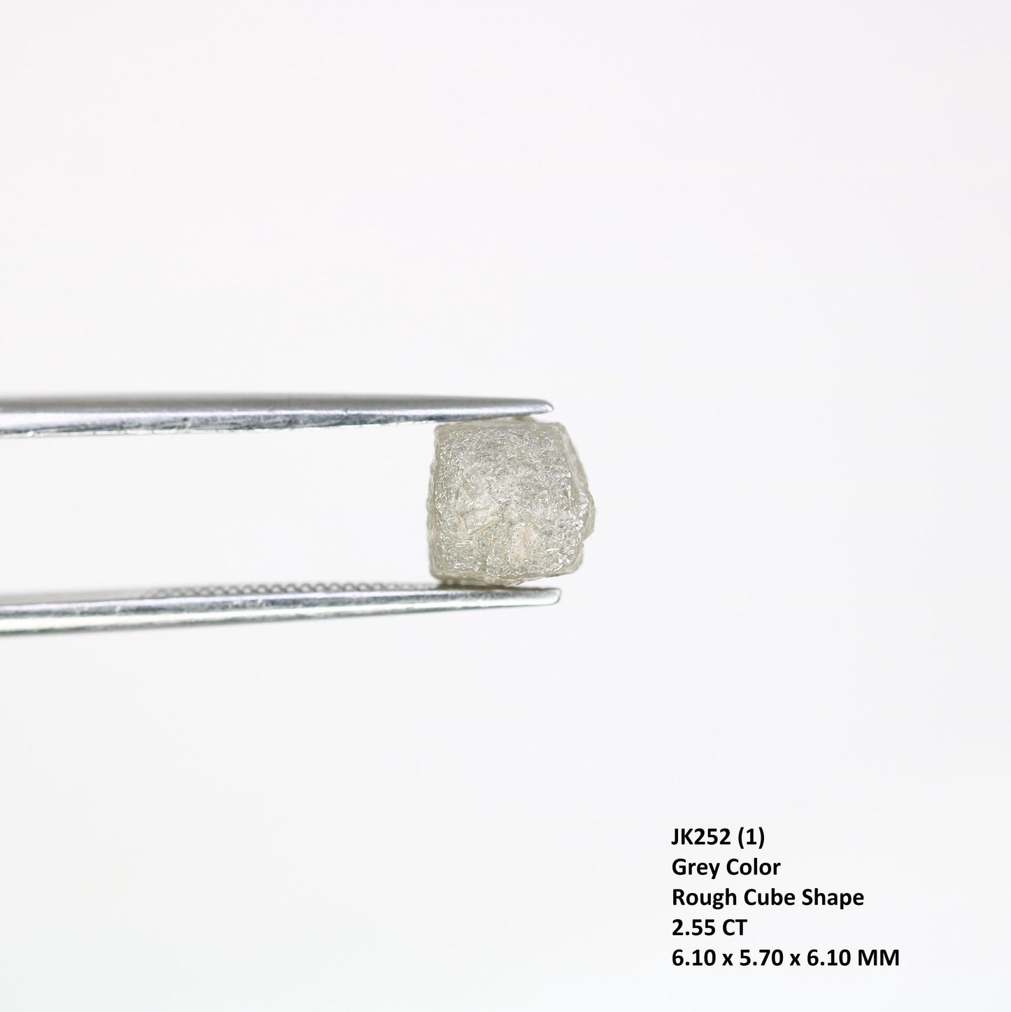 2.55 CT Natural Grey Rough Diamond Cube - Uncut Opaque Gemstone - 6.10 x 5.70 x 6.10 MM Raw Diamond - Untreated Genuine Gemstone