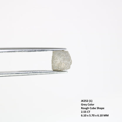 2.55 CT Natural Grey Rough Diamond Cube - Uncut Opaque Gemstone - 6.10 x 5.70 x 6.10 MM Raw Diamond - Untreated Genuine Gemstone