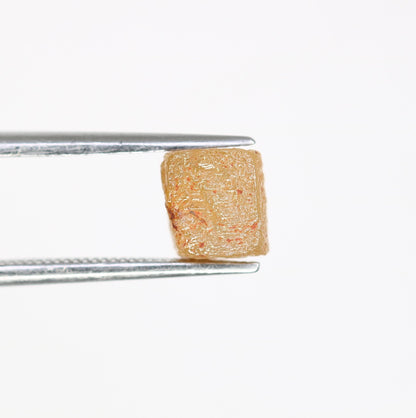 2.84 CT Natural Orange Rough Diamond Cube - Uncut Opaque Loose Gemstone - Raw Diamond for Artisan Jewelry - Untreated Genuine Gemstone