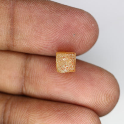 2.84 CT Natural Orange Rough Diamond Cube - Uncut Opaque Loose Gemstone - Raw Diamond for Artisan Jewelry - Untreated Genuine Gemstone