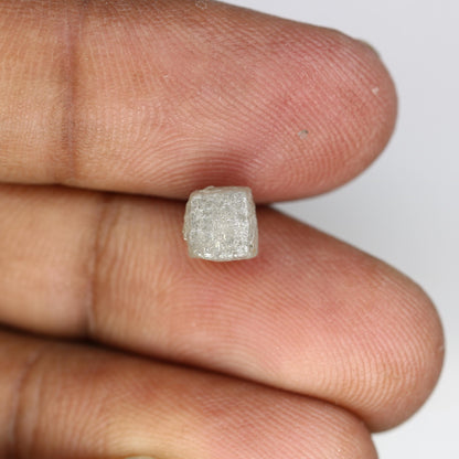 2.55 CT Natural Grey Rough Diamond Cube - Uncut Opaque Gemstone - 6.10 x 5.70 x 6.10 MM Raw Diamond - Untreated Genuine Gemstone