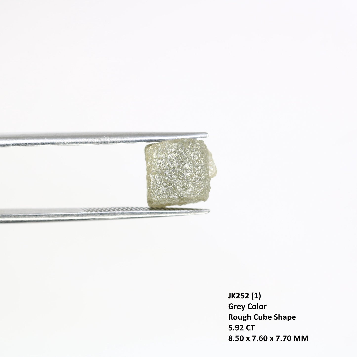 5.92 CT Natural Grey Rough Diamond Cube - Uncut Raw Gemstone for Artisan Jewelry - Loose Diamond - Perfect for Custom Design