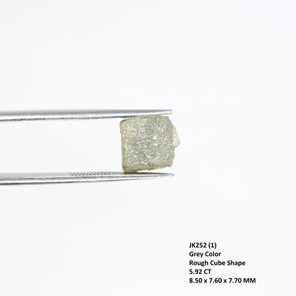 5.92 CT Natural Grey Rough Diamond Cube - Uncut Raw Gemstone for Artisan Jewelry - Loose Diamond - Perfect for Custom Design