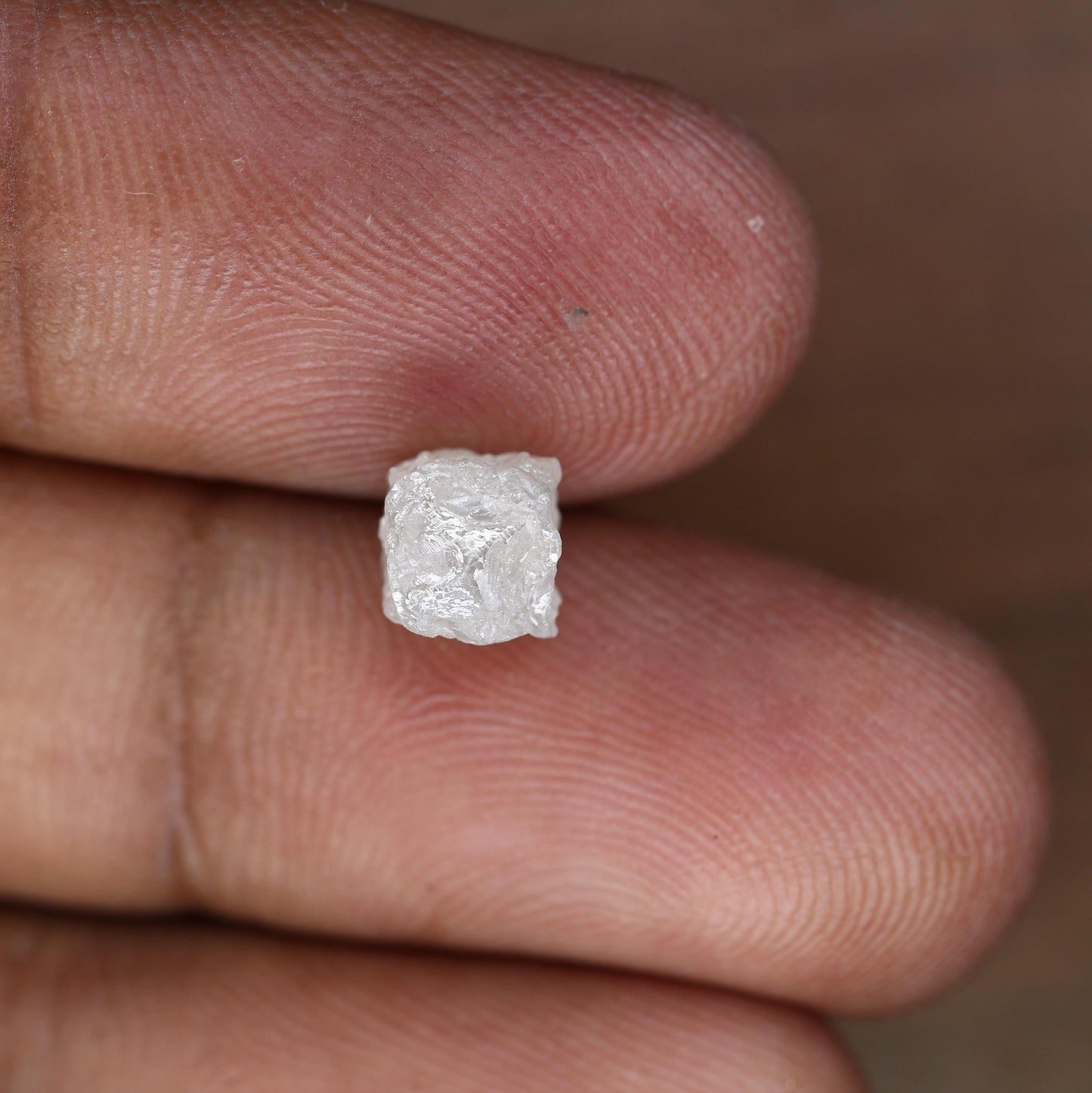 2.63 CT Natural White Rough Diamond Cube - Uncut Opaque Loose Gemstone - Raw Untreated Genuine Diamond