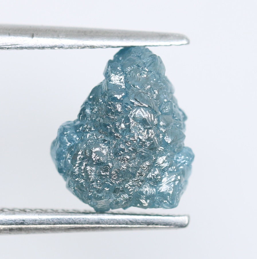 1.68 CT Loose Blue Rough Uncut Raw Diamond - Treated Blue Gemstone for Artisan Jewelry and Custom Gold Rings