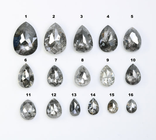 Natural Salt and Pepper Diamond | Artisan Pear Shape Gemstone | Loose Earth-Mined Diamonds for Earrings & Bridal Jewelry | Gift for Her
