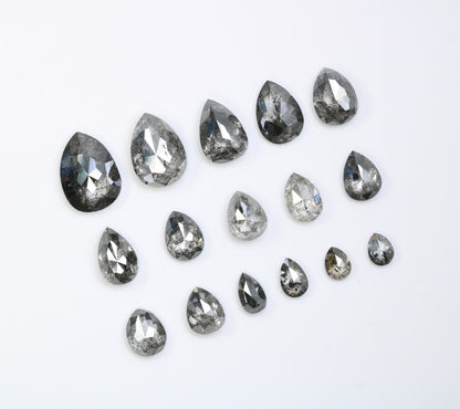 Natural Salt and Pepper Diamond | Artisan Pear Shape Gemstone | Loose Earth-Mined Diamonds for Earrings & Bridal Jewelry | Gift for Her