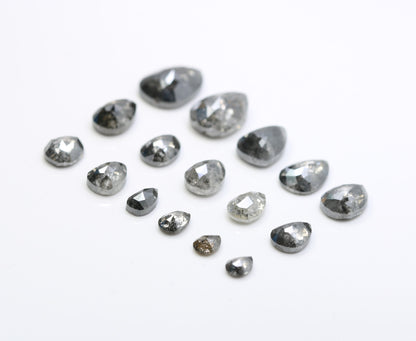 Natural Salt and Pepper Diamond | Artisan Pear Shape Gemstone | Loose Earth-Mined Diamonds for Earrings & Bridal Jewelry | Gift for Her