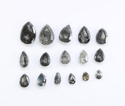 Natural Salt and Pepper Diamond | Artisan Pear Shape Gemstone | Loose Earth-Mined Diamonds for Earrings & Bridal Jewelry | Gift for Her