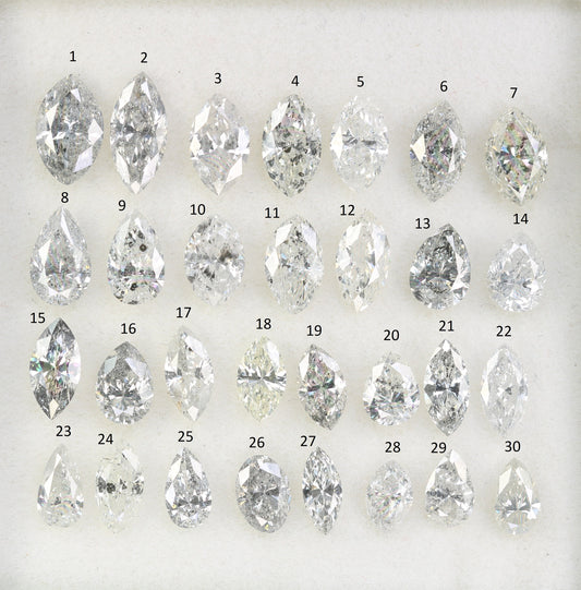 Natural Salt and Pepper Diamond | White Marquise Shape Gemstone | Unique Loose Mixed Cut Diamonds for Earrings & Bridal Jewelry |