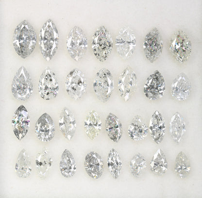Natural Salt and Pepper Diamond | White Marquise Shape Gemstone | Unique Loose Mixed Cut Diamonds for Earrings & Bridal Jewelry |
