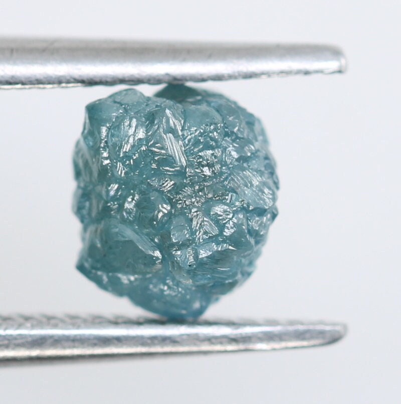 0.89 CT Blue Salt and Pepper Raw Uncut Diamond | African Gem | Conflict-Free Unique Rough Ring | Perfect Gift for Her