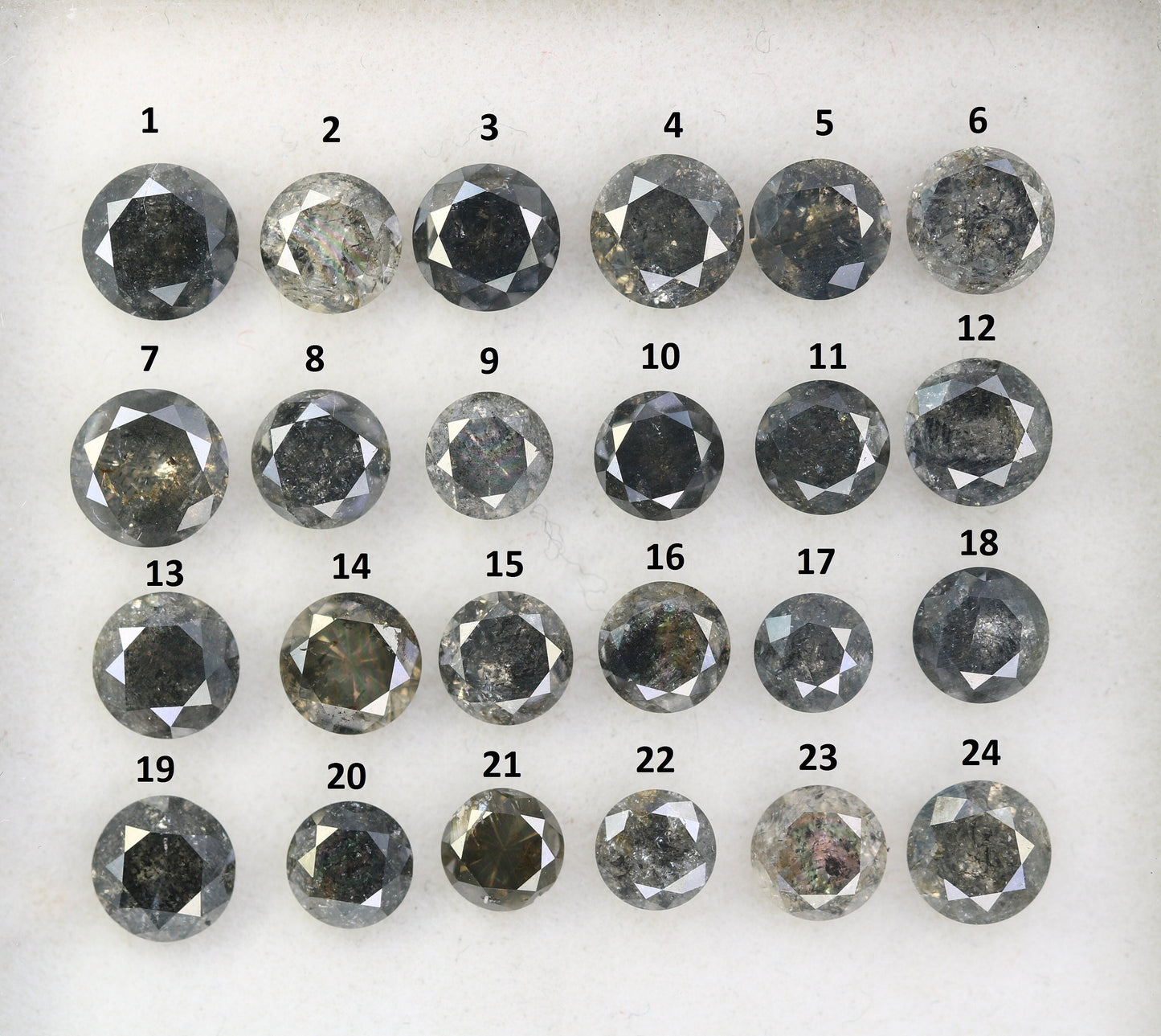 0.23 - 0.60 CT Natural Salt and Pepper Diamond | Round Brilliant Cut Gemstone for Wedding Bands | Unique Fancy Shape Diamonds for Gold Rings