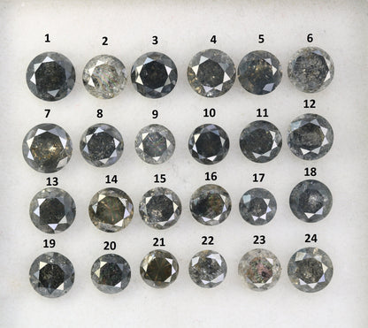 0.23 - 0.60 CT Natural Salt and Pepper Diamond | Round Brilliant Cut Gemstone for Wedding Bands | Unique Fancy Shape Diamonds for Gold Rings