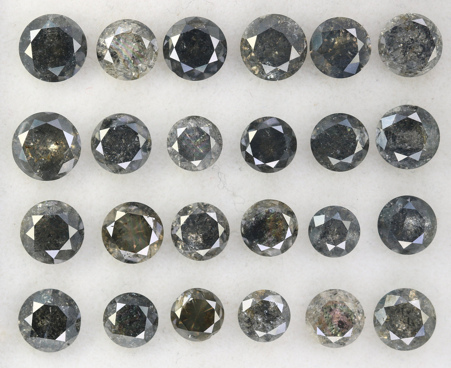 0.23 - 0.60 CT Natural Salt and Pepper Diamond | Round Brilliant Cut Gemstone for Wedding Bands | Unique Fancy Shape Diamonds for Gold Rings