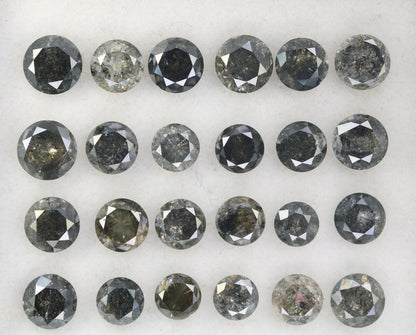 0.23 - 0.60 CT Natural Salt and Pepper Diamond | Round Brilliant Cut Gemstone for Wedding Bands | Unique Fancy Shape Diamonds for Gold Rings