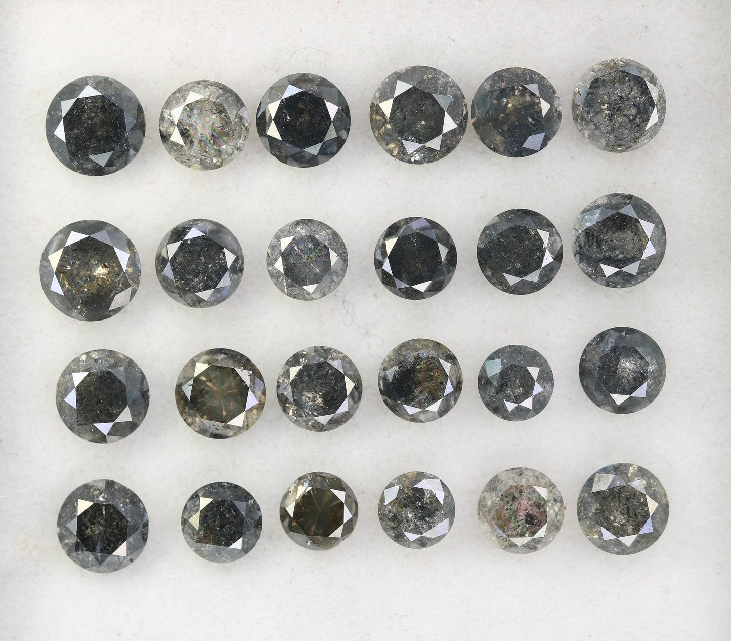 0.23 - 0.60 CT Natural Salt and Pepper Diamond | Round Brilliant Cut Gemstone for Wedding Bands | Unique Fancy Shape Diamonds for Gold Rings