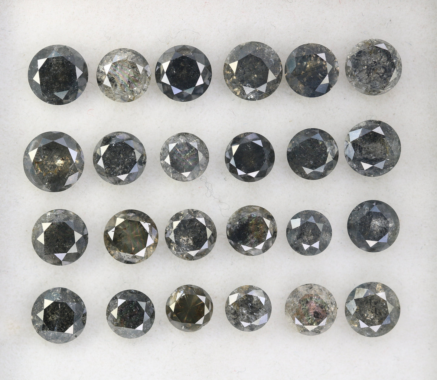 0.23 - 0.60 CT Natural Salt and Pepper Diamond | Round Brilliant Cut Gemstone for Wedding Bands | Unique Fancy Shape Diamonds for Gold Rings