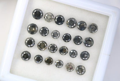 0.23 - 0.60 CT Natural Salt and Pepper Diamond | Round Brilliant Cut Gemstone for Wedding Bands | Unique Fancy Shape Diamonds for Gold Rings