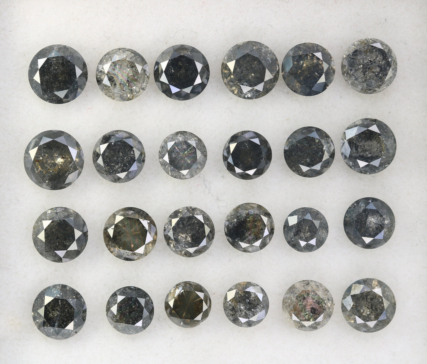 0.23 - 0.60 CT Natural Salt and Pepper Diamond | Round Brilliant Cut Gemstone for Wedding Bands | Unique Fancy Shape Diamonds for Gold Rings