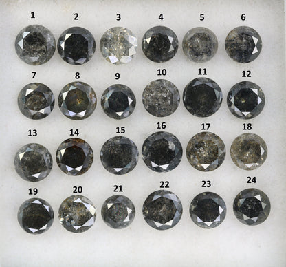 0.51-0.69 CT Salt and Pepper Diamond Lot | Round Brilliant Cut Loose Polished Diamonds for Engagement Rings | Unique Gem Collection
