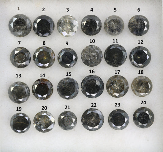 0.51-0.69 CT Salt and Pepper Diamond Lot | Round Brilliant Cut Loose Polished Diamonds for Engagement Rings | Unique Gem Collection