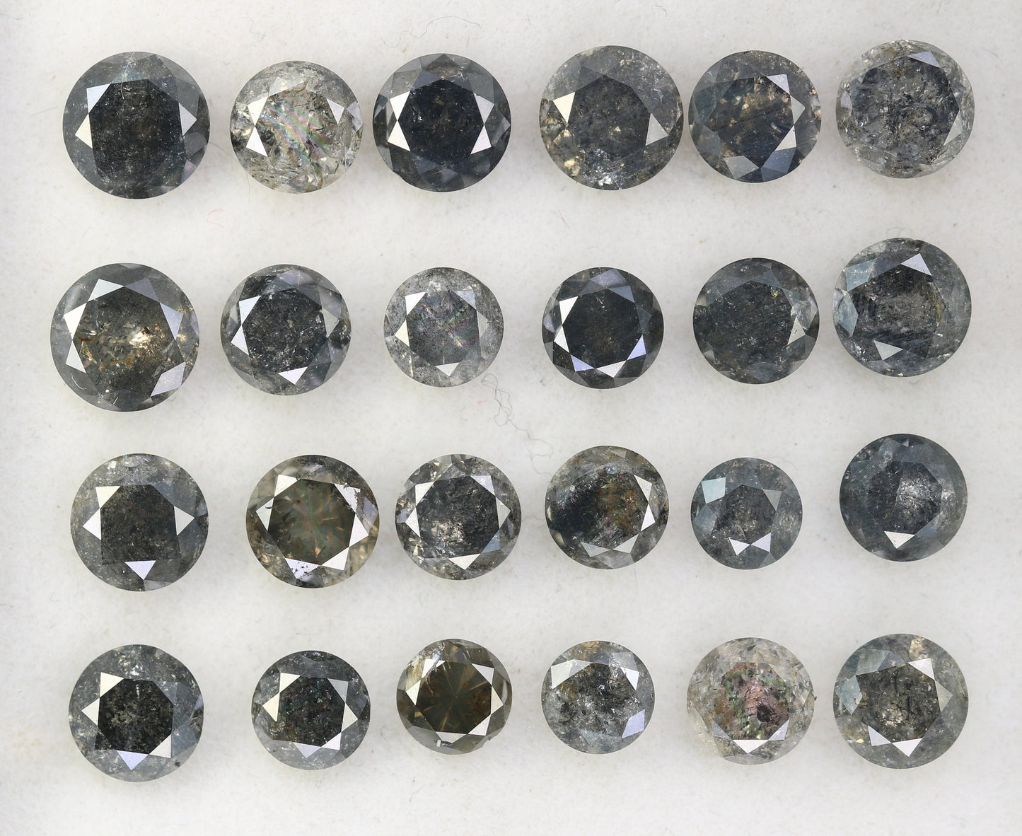 0.23 - 0.60 CT Natural Salt and Pepper Diamond | Round Brilliant Cut Gemstone for Wedding Bands | Unique Fancy Shape Diamonds for Gold Rings