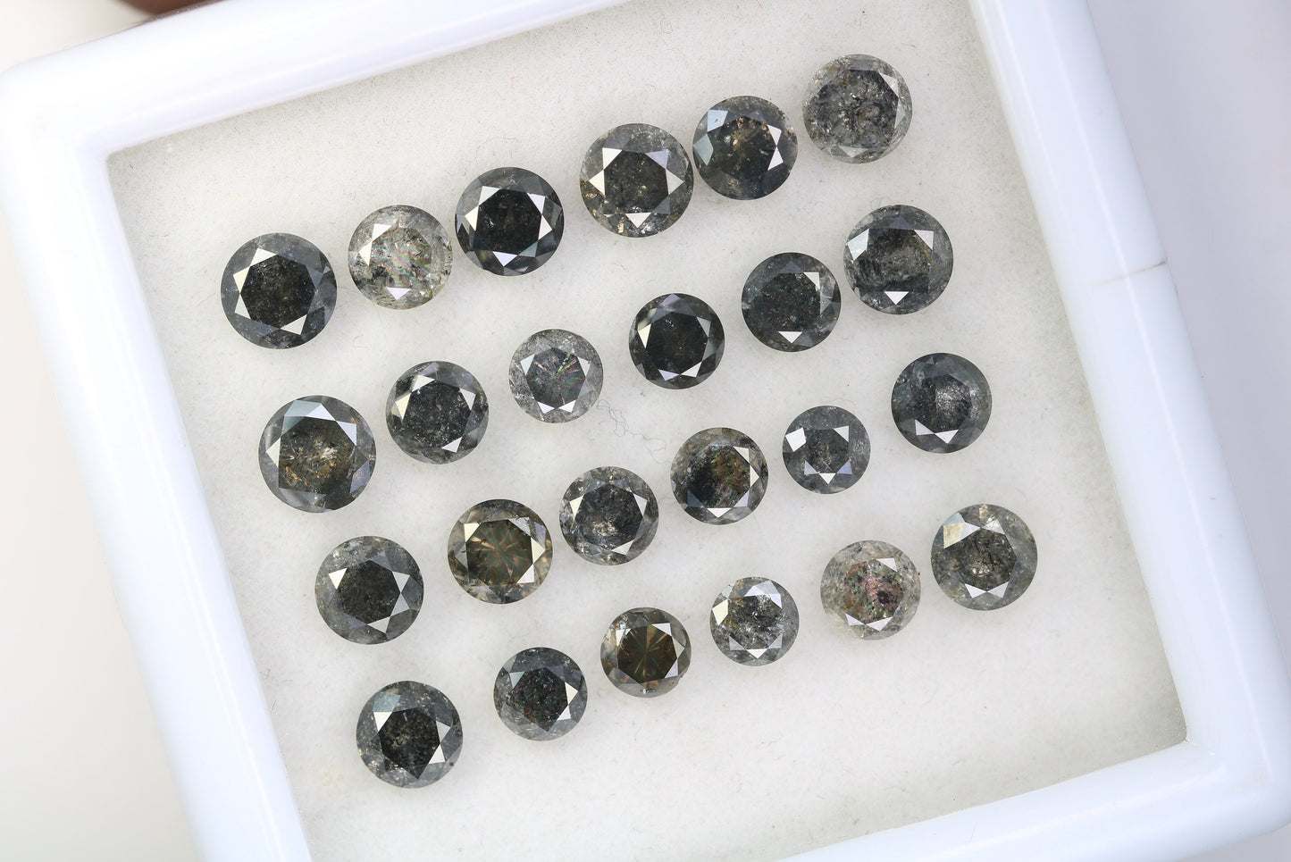 0.23 - 0.60 CT Natural Salt and Pepper Diamond | Round Brilliant Cut Gemstone for Wedding Bands | Unique Fancy Shape Diamonds for Gold Rings