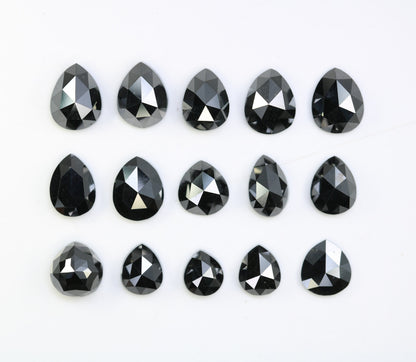 Natural Loose Black Pear Cut Diamonds (0.53 to 1.53 CT) | Polished Gemstones for Crafting | Unique Jewelry Supply for Gold Rings