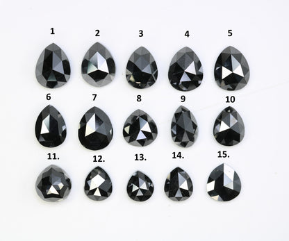 Natural Loose Black Pear Cut Diamonds (0.53 to 1.53 CT) | Polished Gemstones for Crafting | Unique Jewelry Supply for Gold Rings