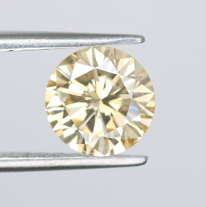 1.27 CT 7.30 MM Natural Loose Round Fancy Brilliant Cut Light Yellow Diamond | for Wedding Band, Earrings, Pendants, Rings | Wholesale Price
