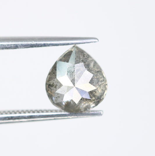 1.61 CT Rustic Pear Salt and Pepper Diamond | Loose Natural Gem for Custom Wedding Ring | Unique Engagement Jewelry for Him or Her