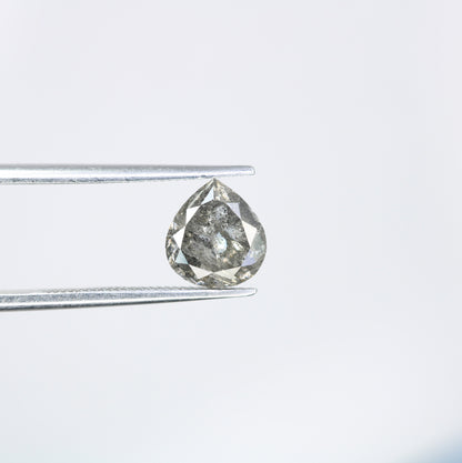 1.61 CT Rustic Pear Salt and Pepper Diamond | Loose Natural Gem for Custom Wedding Ring | Unique Engagement Jewelry for Him or Her