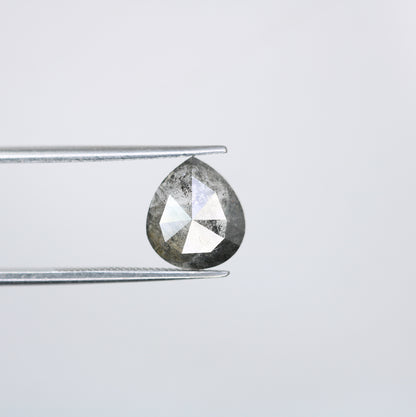 2.34 CT Rustic Pear Cut Salt and Pepper Diamond | Loose Polished Gem for Unique Promise Ring | Artisan Jewelry Accent for Gold Designs