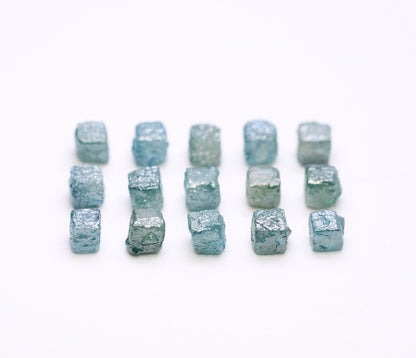 Earth Mined Rough Cube Blue Diamond | Natural Uncut Loose Diamond | Fancy Color Gemstone for Custom Jewelry & Engagement Ring | Perfect Gift