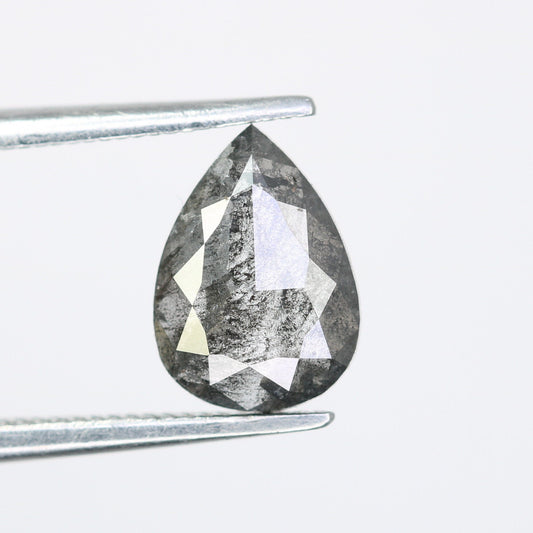 1.08 CT Natural Pear Shape Salt and Pepper Diamond | Loose Polished Gem for Custom Engagement Ring | Unique Opaque Clarity Gold Jewelry