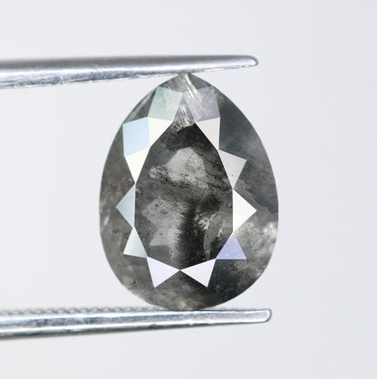 3.25 CT Natural Polished Salt and Pepper Pear Diamond | Loose Rustic Gem for Custom Designer Jewelry | Unique Accent for Gold Rings