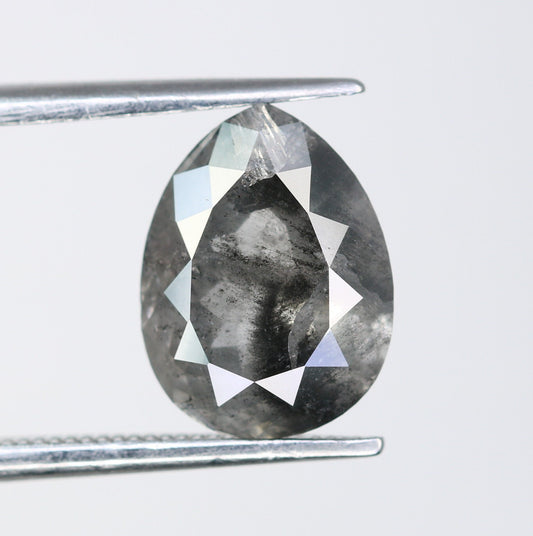 3.25 CT Natural Polished Salt and Pepper Pear Diamond | Loose Rustic Gem for Custom Designer Jewelry | Unique Accent for Gold Rings