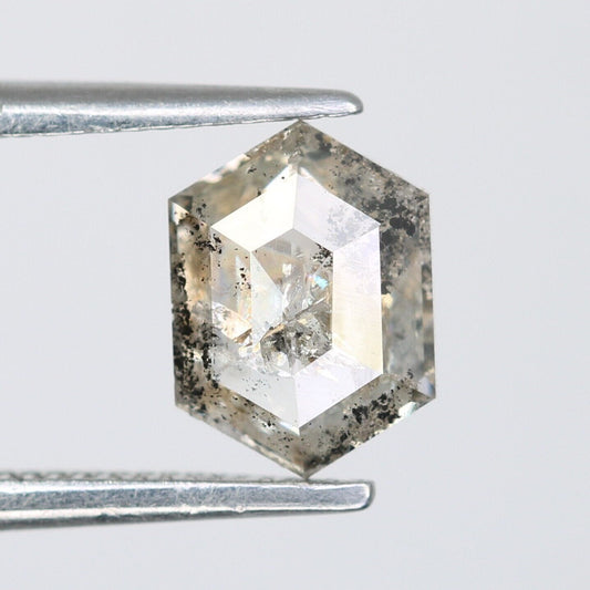 0.95 Ct Natural Loose Hexagon - Salt and Pepper Hexagon For Rings - Rings Gifts For Wedding -  Fancy Gift for Her - Handmade Diamond