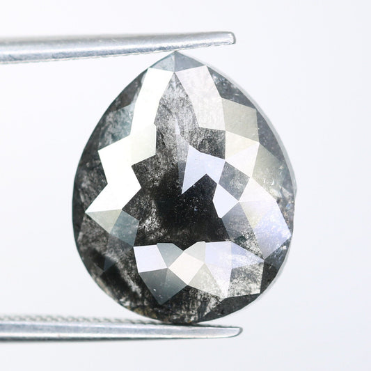 5.15 CT Pear Shape Salt and Pepper Diamond | Rustic Loose Gem for Custom Engagement Ring | Unique Statement Piece for Gold Jewelry