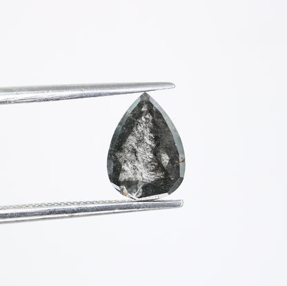 1.08 CT Natural Pear Shape Salt and Pepper Diamond | Loose Polished Gem for Custom Engagement Ring | Unique Opaque Clarity Gold Jewelry