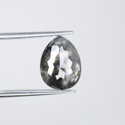 3.25 CT Natural Polished Salt and Pepper Pear Diamond | Loose Rustic Gem for Custom Designer Jewelry | Unique Accent for Gold Rings