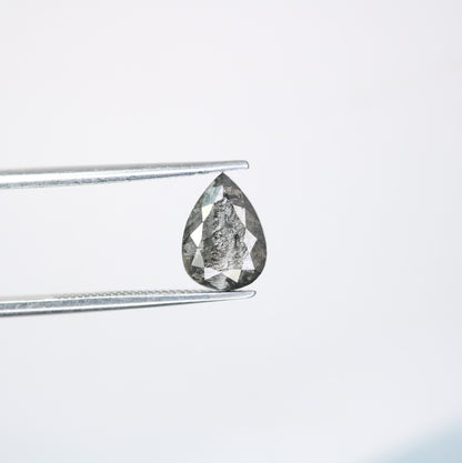 1.08 CT Natural Pear Shape Salt and Pepper Diamond | Loose Polished Gem for Custom Engagement Ring | Unique Opaque Clarity Gold Jewelry